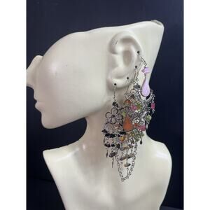 Earrings Lot 05 Pairs Alpaca Silver And Natural Stones From Peru